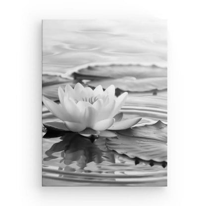 Tableau Fleur de Lotus Relaxante Noir et Blanc - #tag1# - #tag2# 