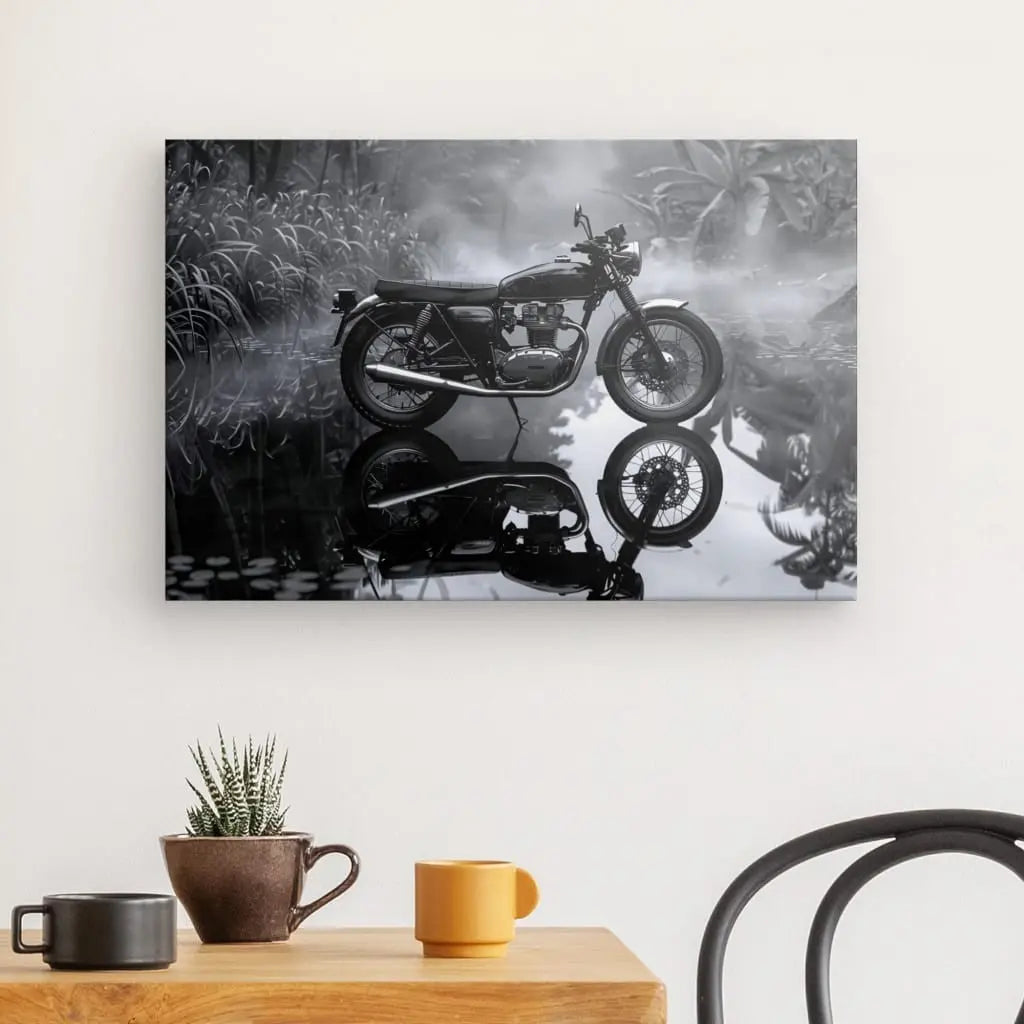 Tableau Moto Jungle Noir et Blanc