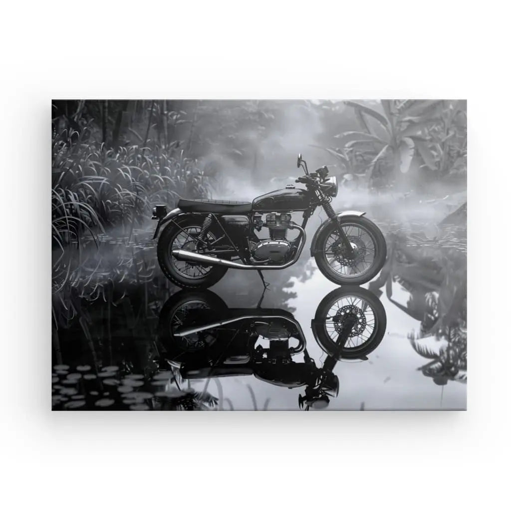 Tableau Moto Jungle Noir et Blanc