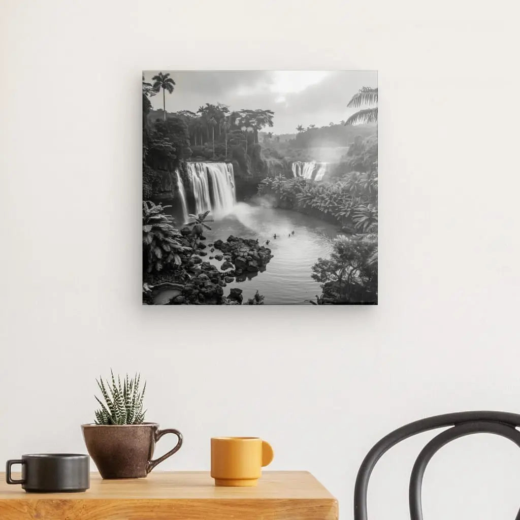 Tableau Jungle Baignade Exotique Noir et Blanc