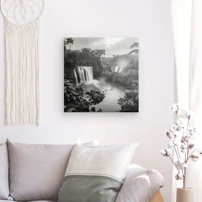Tableau Jungle Baignade Exotique Noir et Blanc - #tag1# - #tag2# 