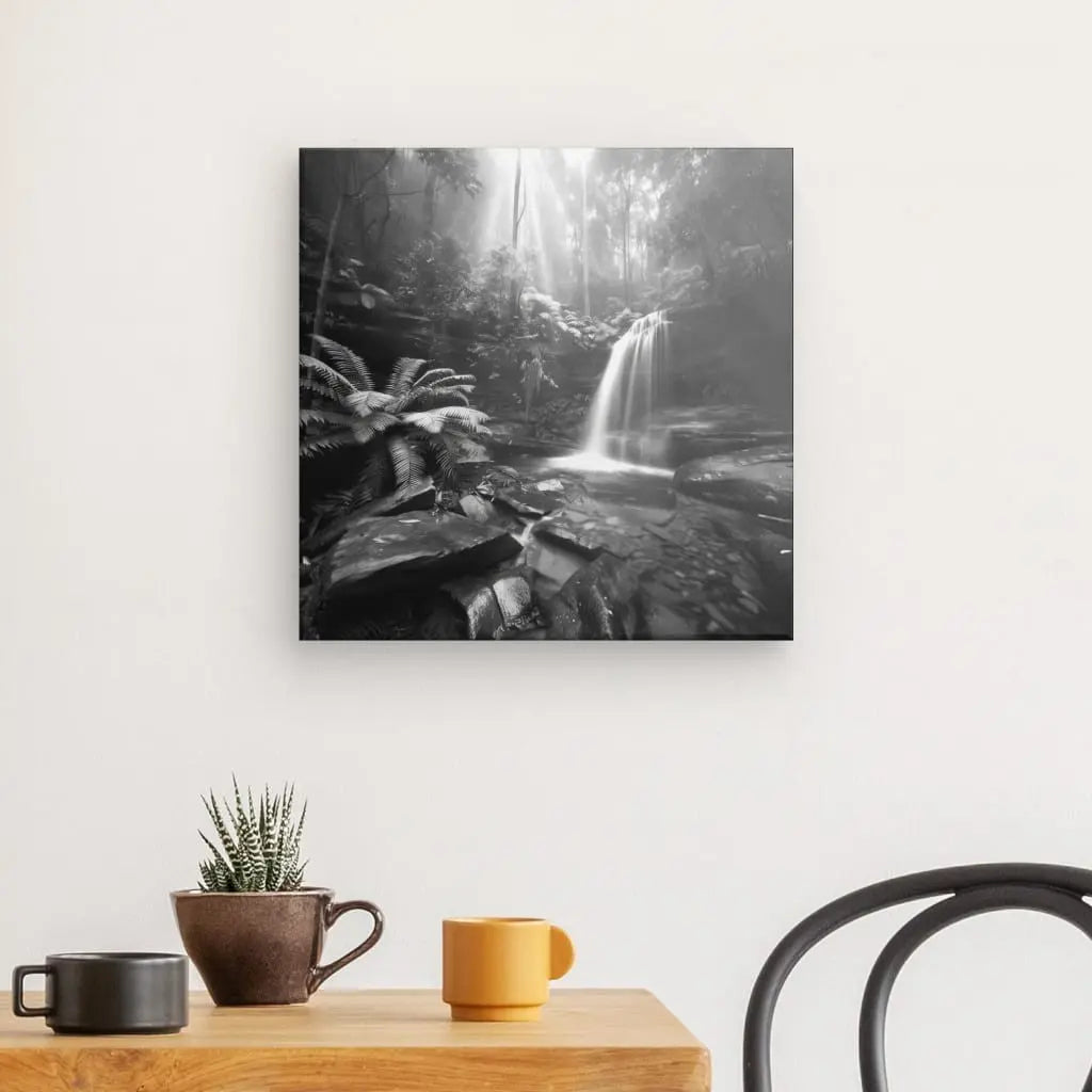 Tableau Noir et Blanc Jungle  Cascade - #tag1# - #tag2# 