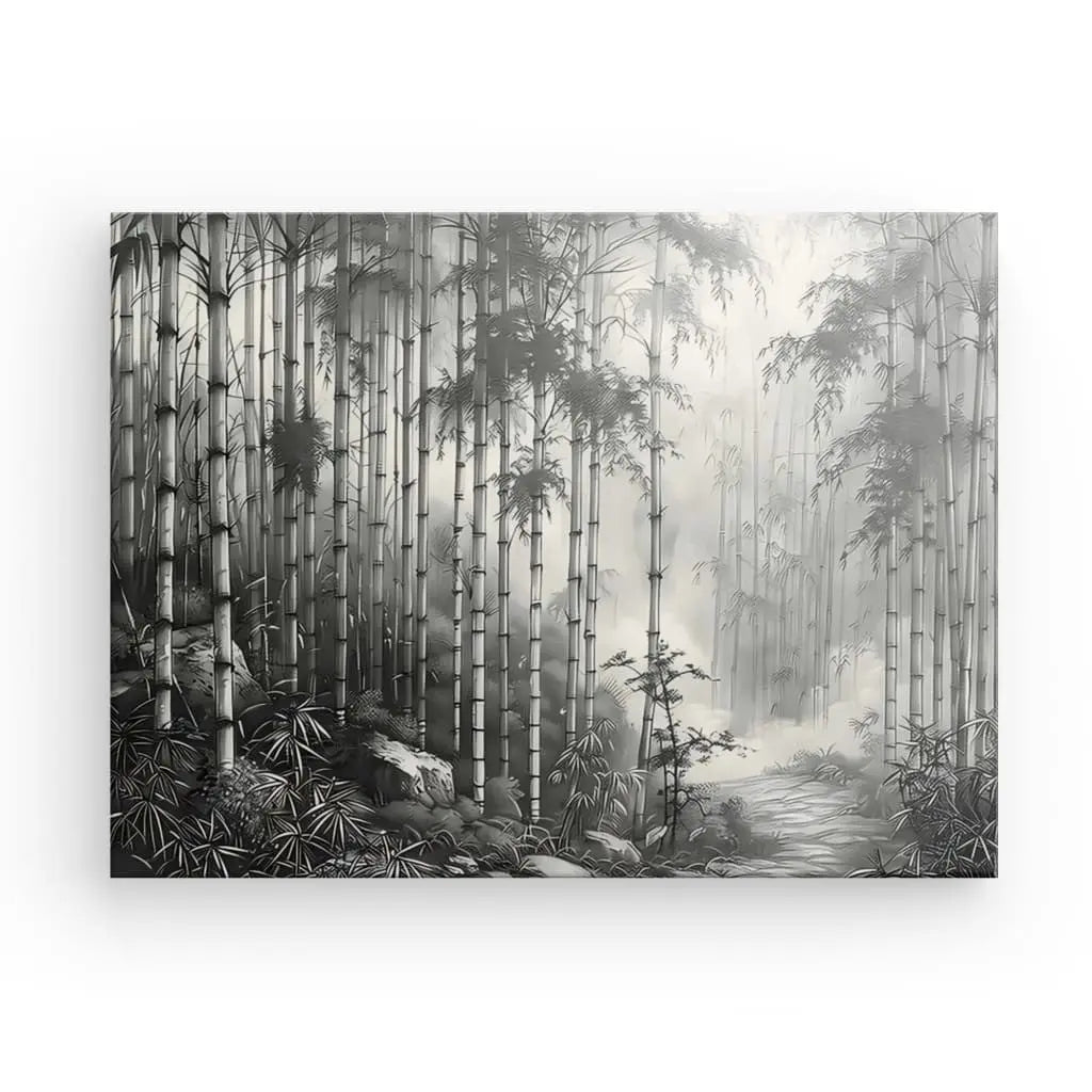 Tableau Dessin Forêt de Bambous Noir et Blanc - #tag1# - #tag2# 