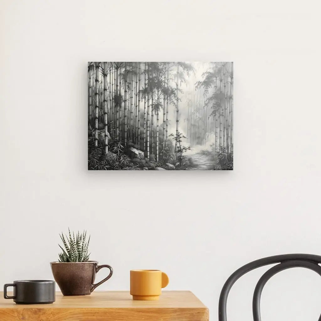 Tableau Dessin Forêt de Bambous Noir et Blanc - #tag1# - #tag2# 
