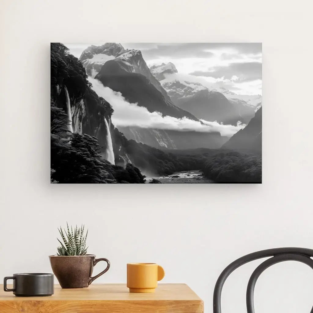 Tableau Montagnes Nuageuses Noir et Blanc - #tag1# - #tag2# 