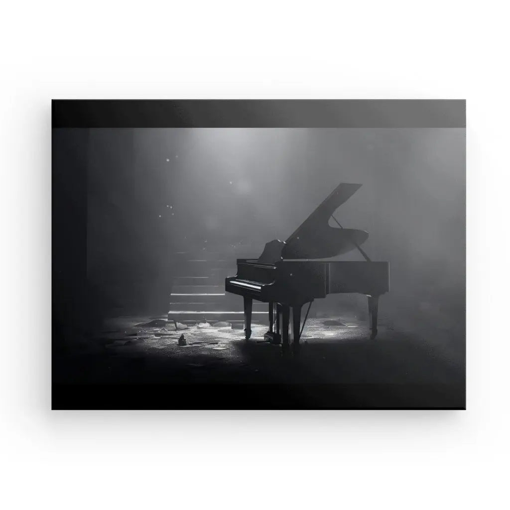 Tableau Piano Abandonné Noir et Blanc