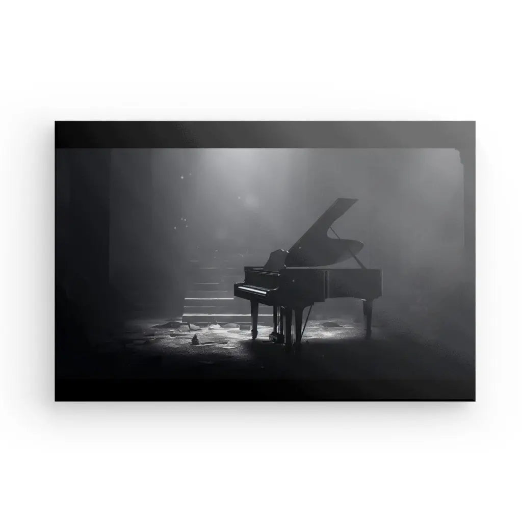 Tableau Piano Abandonné Noir et Blanc