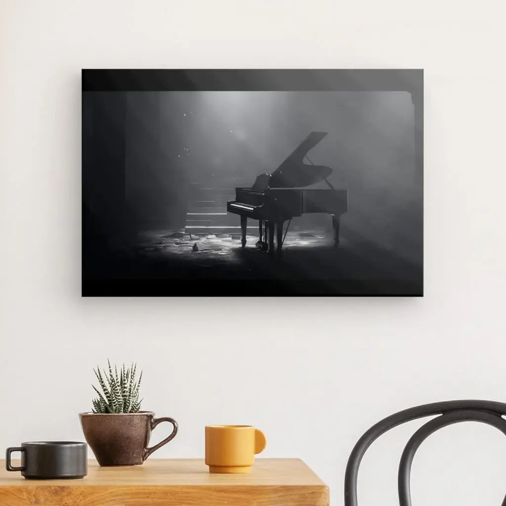 Tableau Piano Abandonné Noir et Blanc - #tag1# - #tag2# 