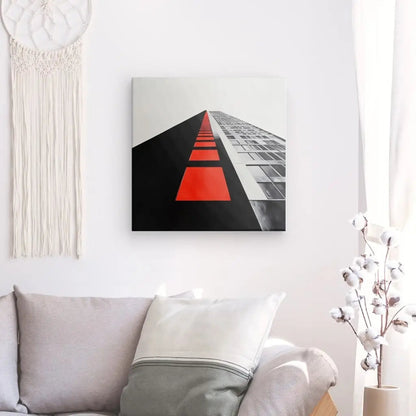 Tableau Immeuble Style Rétro Noir Blanc et Orange - #tag1# - #tag2# 