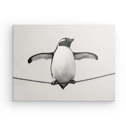 Tableau Dessin Pingouin Drôle Noir et Blanc - #tag1# - #tag2# 