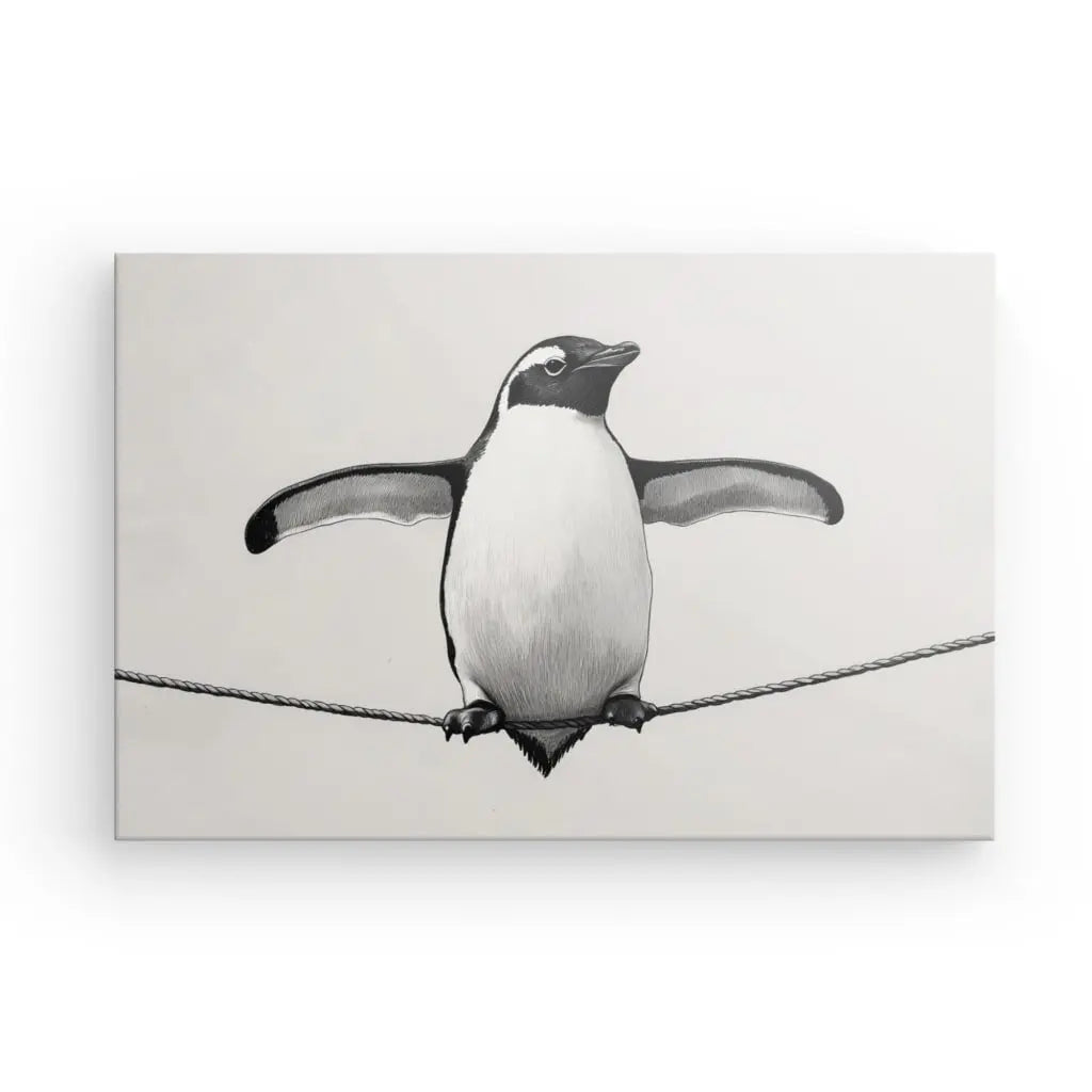 Tableau Dessin Pingouin Drôle Noir et Blanc - #tag1# - #tag2# 