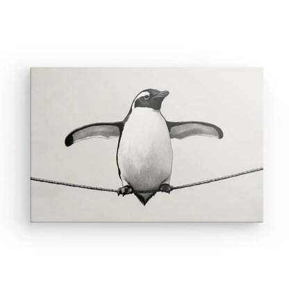 Tableau Dessin Pingouin Drôle Noir et Blanc - #tag1# - #tag2# 