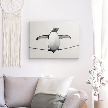 Tableau Dessin Pingouin Drôle Noir et Blanc - #tag1# - #tag2# 