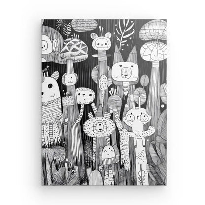 Tableau Dessin Enfant Noir et Blanc Art Naïf - #tag1# - #tag2# 