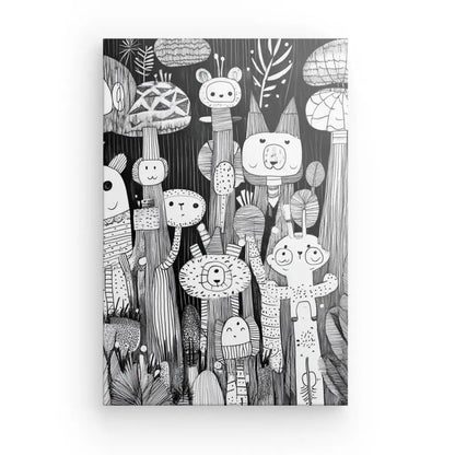 Tableau Dessin Enfant Noir et Blanc Art Naïf - #tag1# - #tag2# 