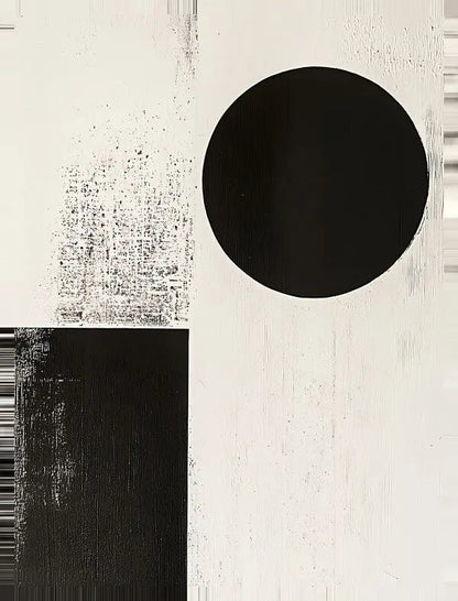 Tableau Rond et Carré Art Abstrait Monochrome - #tag1# - #tag2# 