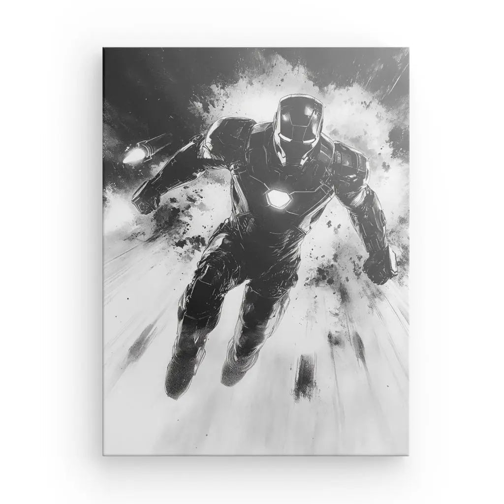 Tableau Iron Man Portrait Noir et Blanc - #tag1# - #tag2# 