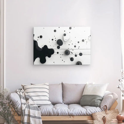 Tableau Gouttes de Peinture Noir Fond Blanc