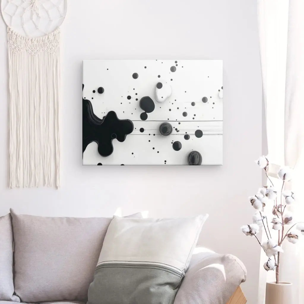 Tableau Gouttes de Peinture Noir Fond Blanc