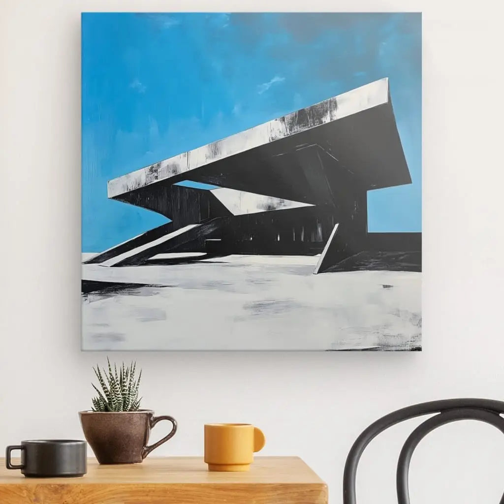 Tableau Peinture Architecture Béton Ciel Bleu - #tag1# - #tag2# 