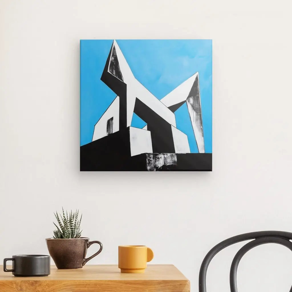 Tableau Dessin Architecture Moderne Fond Bleu - #tag1# - #tag2# 