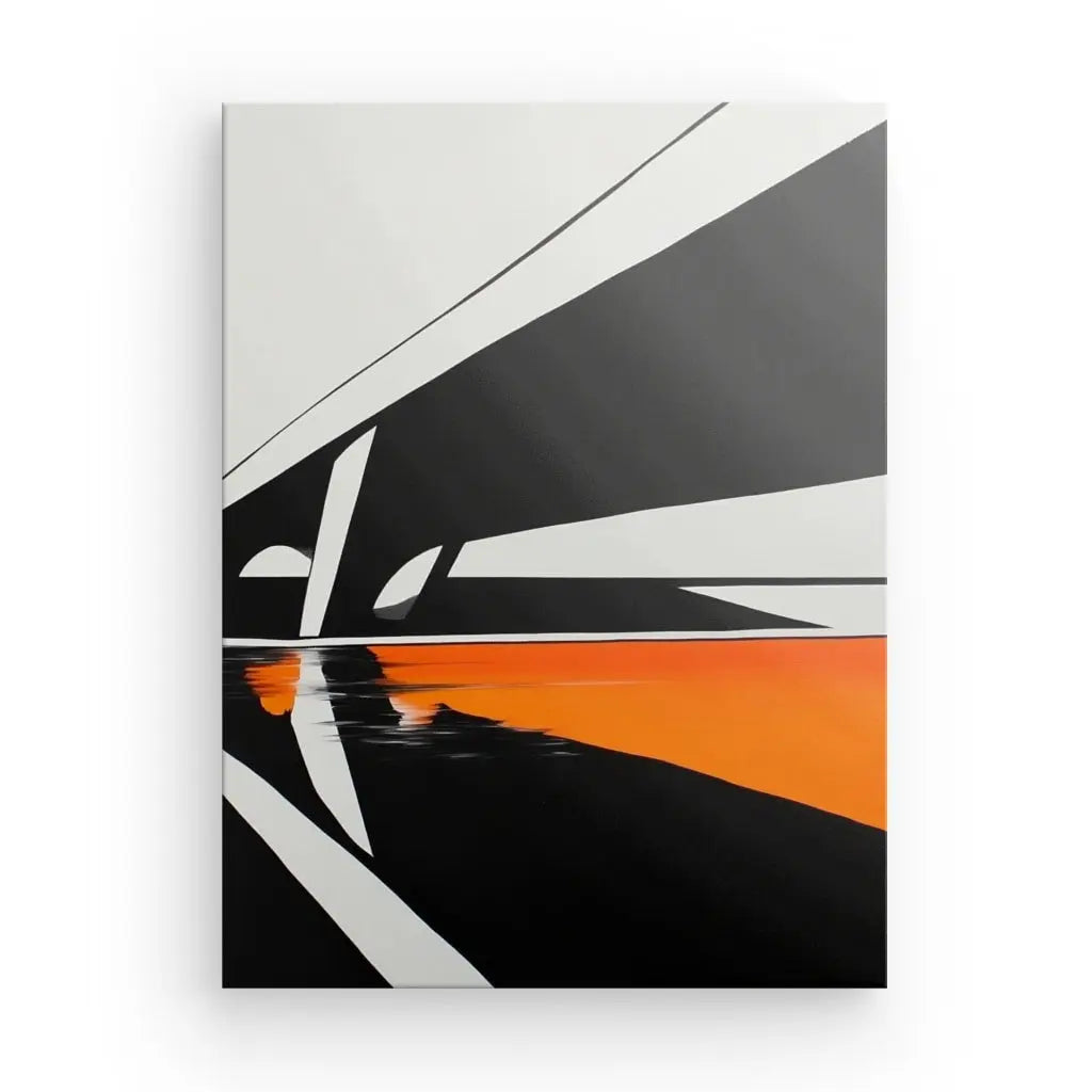 Tableau Dessin Pont Noir Blanc Orange