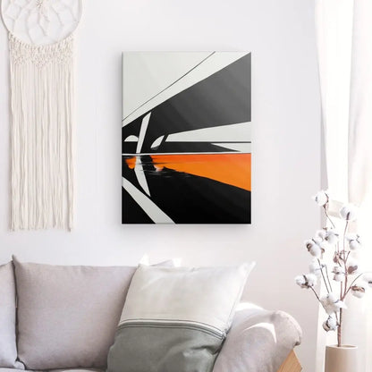 Tableau Dessin Pont Noir Blanc Orange