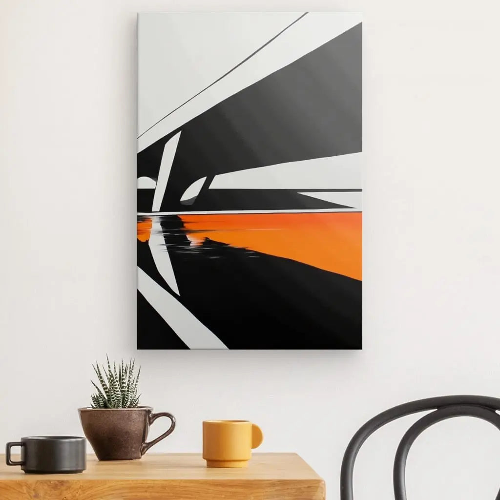 Tableau Dessin Pont Noir Blanc Orange