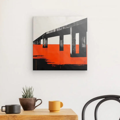 Tableau Vintage Architecture Noir Blanc Orange