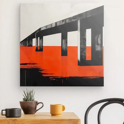 Tableau Vintage Architecture Noir Blanc Orange - #tag1# - #tag2# 