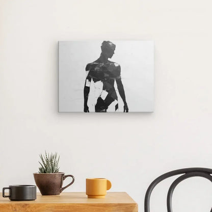 Tableau Silhouette Peinture Patchwork Noir et Blanc - #tag1# - #tag2# 
