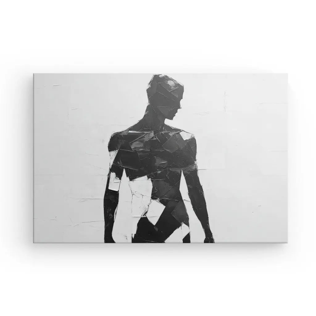 Tableau Silhouette Peinture Patchwork Noir et Blanc - #tag1# - #tag2# 
