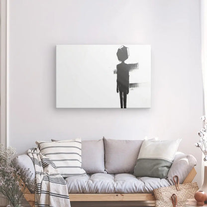 Tableau Silhouette Noire Peinture Minimaliste