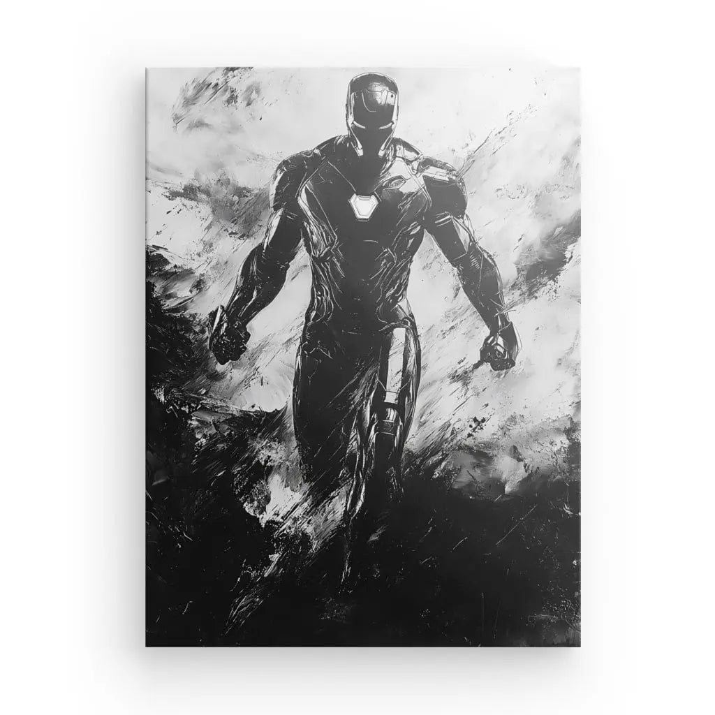 Tableau Iron Man Peinture Noir et Blanc - #tag1# - #tag2# 