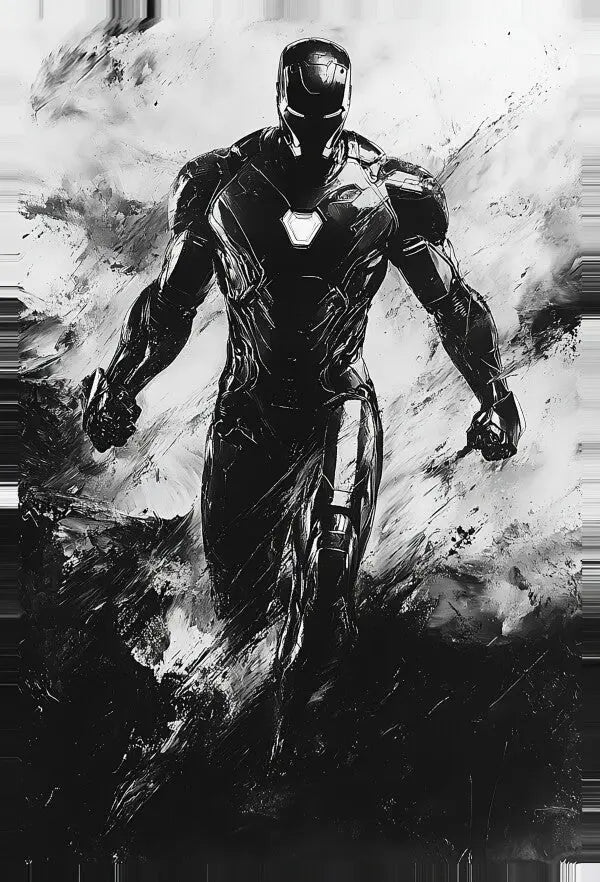 Tableau Iron Man Peinture Noir et Blanc - #tag1# - #tag2# 