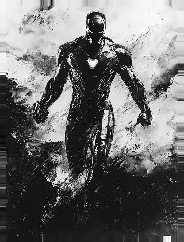 Tableau Iron Man Peinture Noir et Blanc - #tag1# - #tag2# 