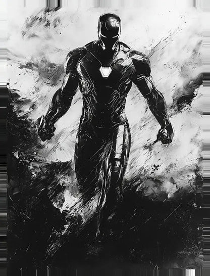 Tableau Iron Man Peinture Noir et Blanc - #tag1# - #tag2# 
