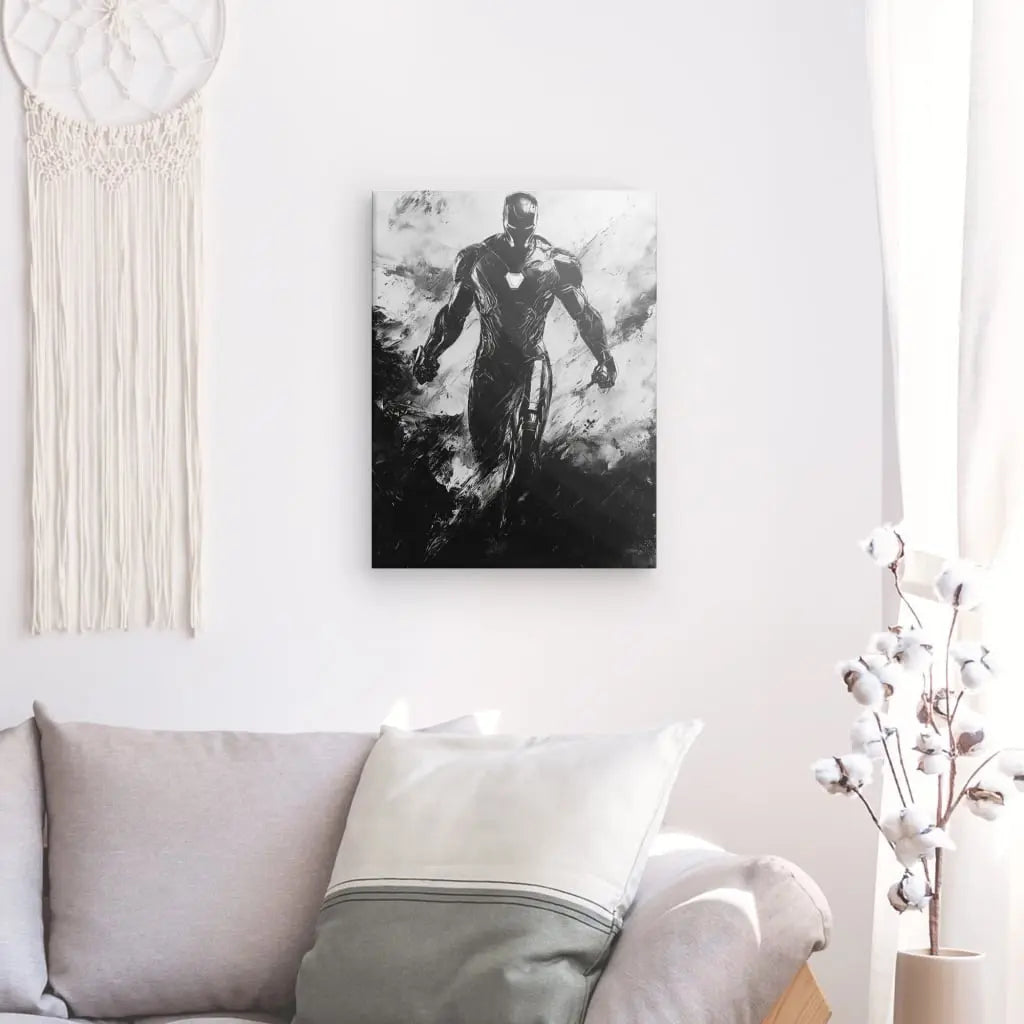 Tableau Iron Man Peinture Noir et Blanc - #tag1# - #tag2# 