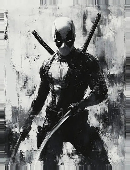 Poster Affiche Deadpool Peinture Noir et Blanc