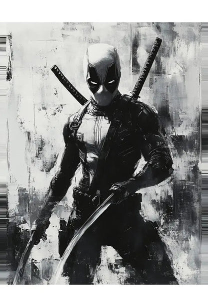 Poster Affiche Deadpool Peinture Noir et Blanc
