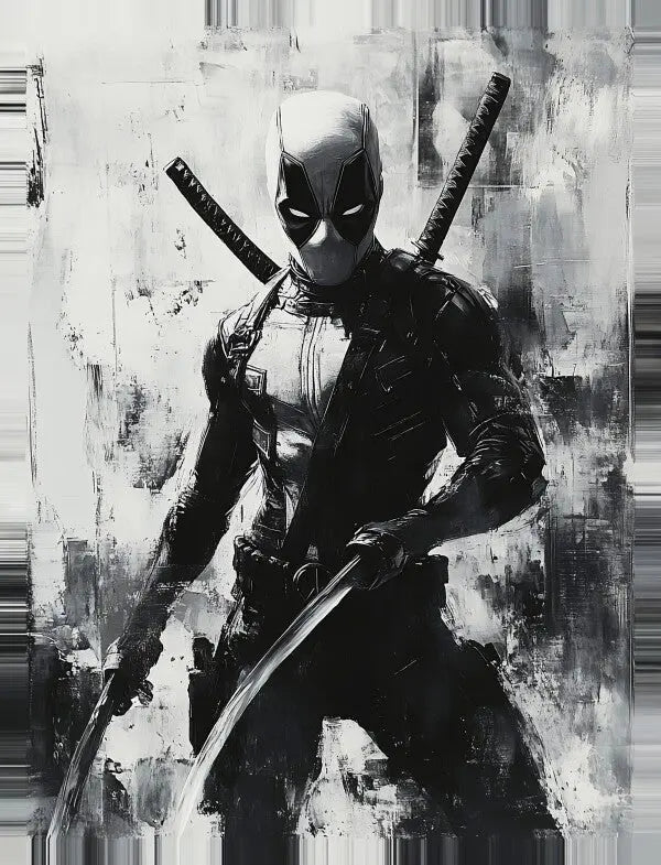 Poster Affiche Deadpool Peinture Noir et Blanc