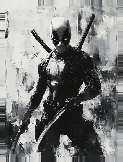 Poster Affiche Deadpool Peinture Noir et Blanc