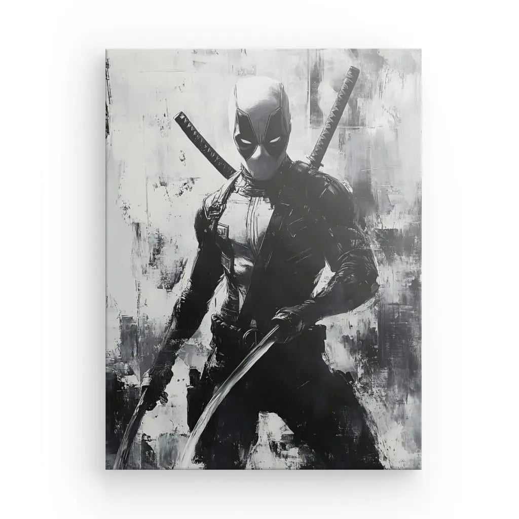 Tableau Deadpool Peinture Noir et Blanc