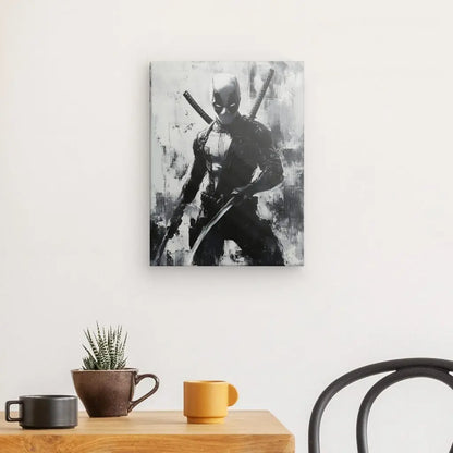 Tableau Deadpool Peinture Noir et Blanc