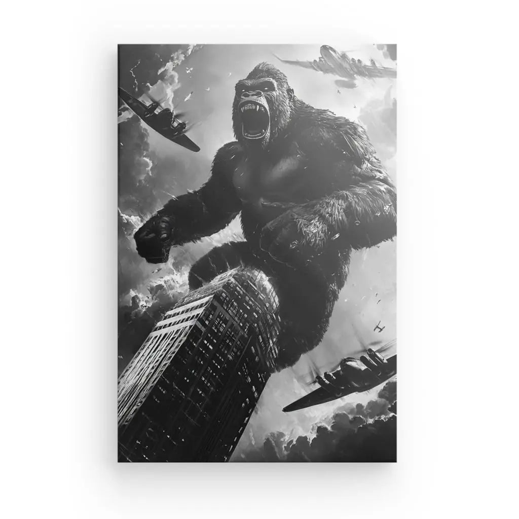 Poster Affiche Dessin King Kong New York Noir et Blanc