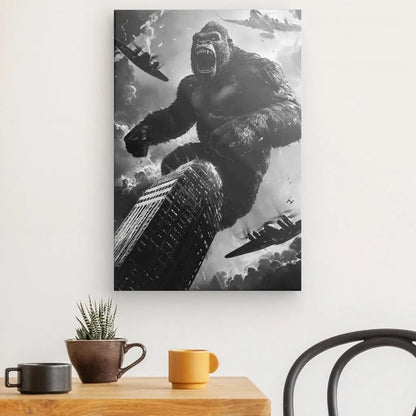 Poster Affiche Dessin King Kong New York Noir et Blanc