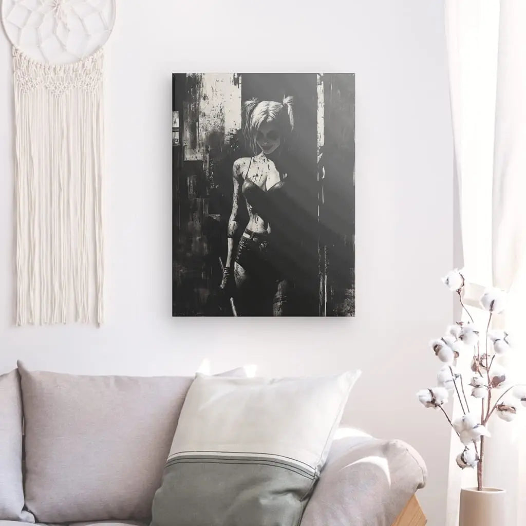 Poster Affiche Portrait Harley Quinn Noir et Blanc