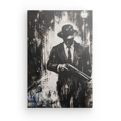 Poster Affiche Mafia Gangster Peinture Noir et Blanc