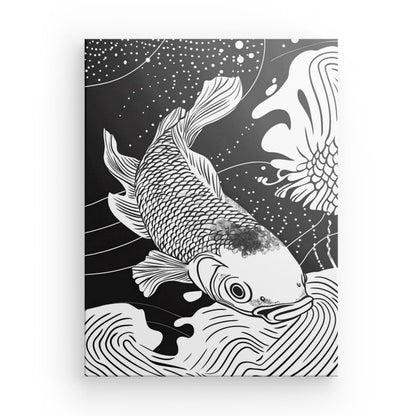 Poster Affiche Carpe Koï Dessin Asiatique Monochrome