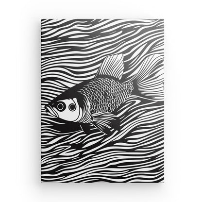 Poster Affiche Dessin Poisson Rétro Noir et Blanc